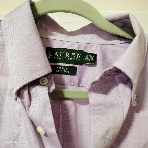 Lauren Ralph Lauren Men's Sz 16 1/2 Button Down Shirt Lavender Long Sleeves - Picture 2 of 11